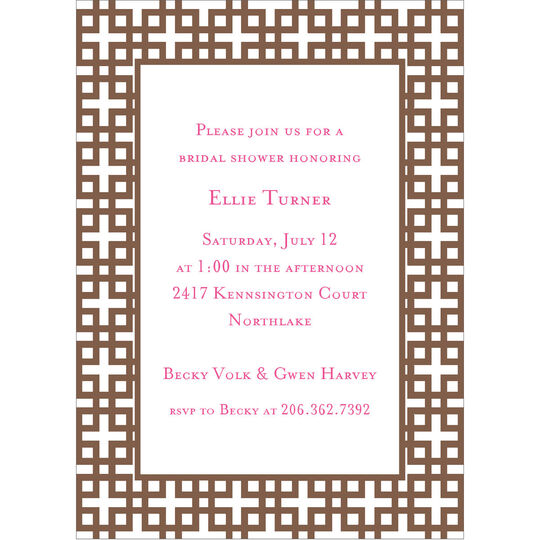 Modern Lattice Border Letterpress Invitations